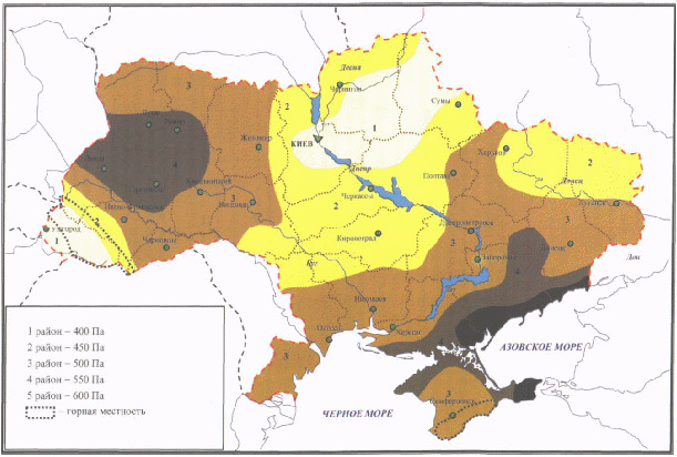 Карта ветровых нагрузок Украины